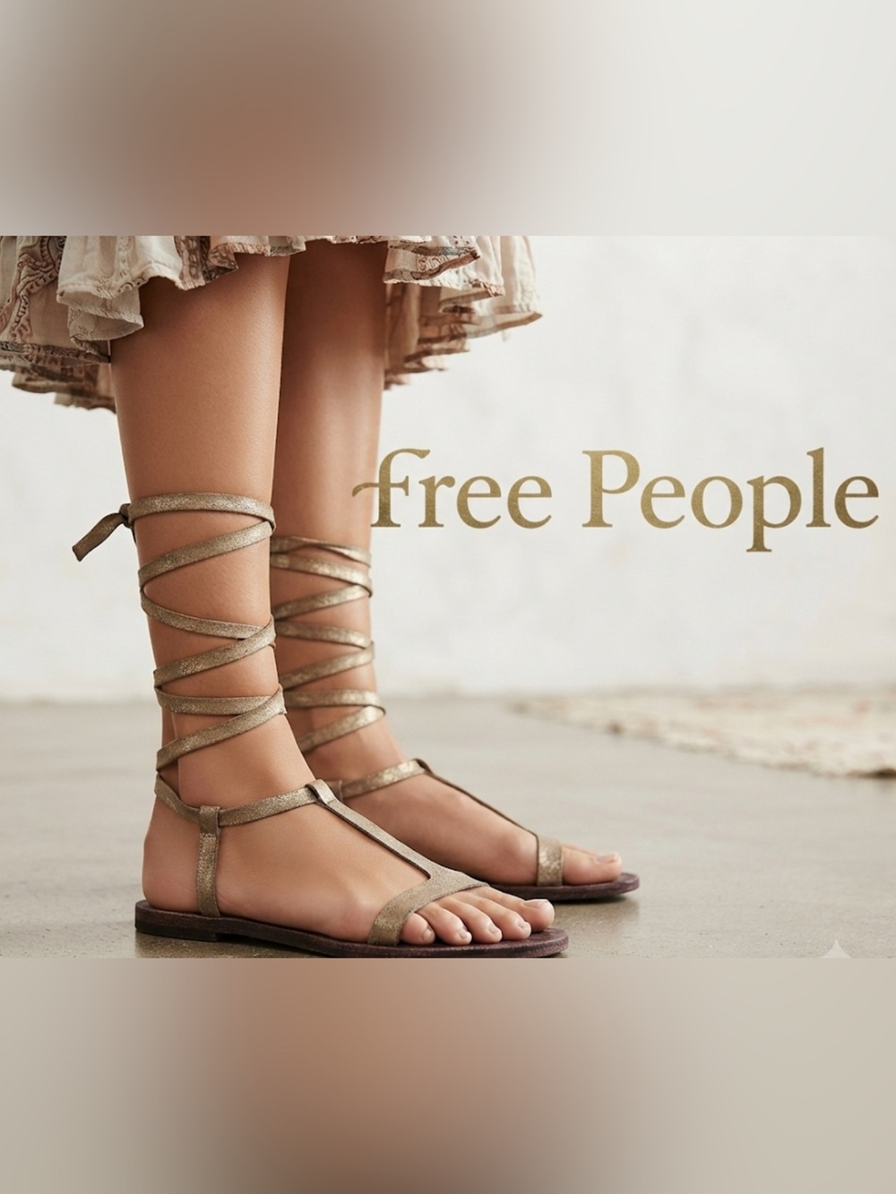 Authentic Free People leather lace up designer sandals sz 7 Euro 37
